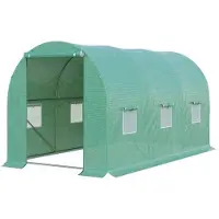 OEM Kunststoff-Hochbeet, Tomatenbeet 395x195x190cm mit 6 Gitterfenstern, runder Bogenbeet für Pflanzenkultur und Kaltgarten