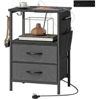 OEM Hochbeet mit Ladenstation, Metallrahmen, USB-C-Anschluss, Ladestation, Haken, 40 cm x 30 cm x 60 cm, schwarz