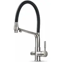 ARI 3-Wege Küchenarmatur Flexible mit Wasserfilter-Anschluss, herausziehbare Brause, 360° schwenkbar, getrennte Wasserwege, Keramikkartusche Graphit