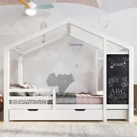 OEM Kinderstapelbett 90 x 200 cm, weiß, mit Schornstein, Aufbewahrung und Sicherheitsfalle, inkl. Tisch und 2 Lattenböden (ohne Matratze)