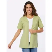 Sieh an! Shirtjacke SIEH AN "Shirtjacke Shirtjacke aus Baumwolle", Damen, Gr. 42, lindgrün, Modisch, Shirts Shirtjacke