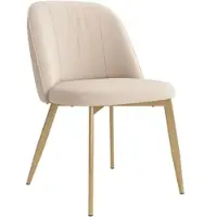 OKWISH 4er-Set Esszimmerstuhl Polsterstuhl mit Rückenlehne moderner Stil bequem und atmungsaktiv Geeignet für Esszimmer oder Wohnzimmer Beige