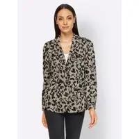 HEINE Jerseyblazer "Jersey-Blazer Jacquardblazer mit Animal-Dessin", Damen, Gr. 40, sand, schwarz, bedruckt, Jersey, , Modisch, Blazer Jerseyblazer