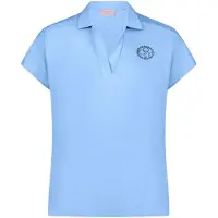 Betty Barclay Poloshirt "Poloshirt mit Schmucksteinen", Damen, Gr. 38, blau (azurine), Obermaterial: 100% Baumwolle CO., Shirts Poloshirt