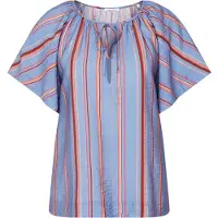 Seidensticker Klassische Bluse , Damen, Gr. M (38), blau, 85% Viskose, 15% Polyamid, gestreift, regular fit, Rundhals, Blusen Klassische Bluse, Tunika Gestreift