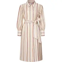 Seidensticker Sommerkleid , Damen, Gr. XXL (44), Normalgrößen, beige, 85% Viskose, 15% Polyamid, gestreift, regular fit, Kleider Sommerkleid, 1/1 Kragen Gestreift