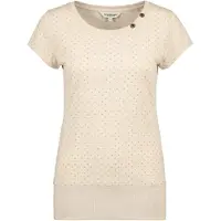 Alife & Kickin Rundhalsshirt , Damen, Gr. M, beige (chalk), 65% Baumwolle, 35% Polyester, Rundhals, Shirts Rundhalsshirt, Kurzarm mit Polka-Dot-Allover-Print, Scoop-Neck und Rippbund