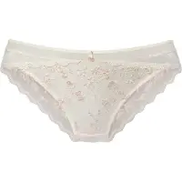 LASCANA Panty , Damen, Gr. 40/42, beige (puder), Spitze, Obermaterial: 78% Polyamid, 14% Polyester, 8% Elasthan, Unterhosen Panty, mit zarter Blütenstickerei & floraler Spitze in transparenter Optik