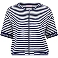Betty Barclay Shirtjacke "Shirtjacke mit Reißverschluss", Damen, Gr. 42, bunt (weiß, dunkelblau), Obermaterial: 95% Baumwolle CO. 5% Elasthan EL., Shirts Shirtjacke