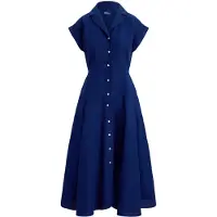 Ralph Lauren für Damen. 211B22538002 Leinenhemdkleid mit kurzen Ärmeln marineblau (36), Lässig, Kurzarm