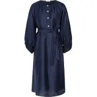 Seidensticker Blusenkleid , Damen, Gr. M (38), Normalgrößen, Langarm, blau (dunkelblau), 53% Leinen, 34% Lyocell, 13% Polyester, unifarben, regular fit, Rundhals, Kleider Blusenkleid, 1/1 Rundhals Uni