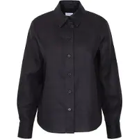 Seidensticker Hemdbluse , Damen, Gr. XL (42), schwarz, 100% Leinen, unifarben, regular fit, ohne Ausschnitt, Blusen Hemdbluse, 1/1 Kragen Uni