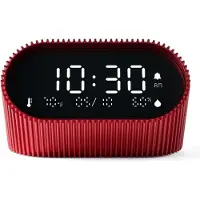 Lexon Ray | LCD-Wecker mit Thermometer und Hygrometer - Dunkelrot
