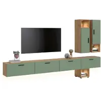 Xonox Wohnkombination inkl Beleuchtung THE ONE (B/H/T: ca. 300/178/34 cm) in Artisan Oak Nachbildung/Smoke Green