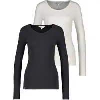Alife & Kickin Langarmshirt , Damen, Gr. L, schwarz (schwarz, weiß), 95% Baumwolle, 5% Elasthan, Rundhals, Shirts Langarmshirt, leichtes Jersey-Oberteil aus Baumwolle mit Rundhals