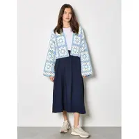 Apricot Strickjacke "Strickjacke", Damen, Gr. S (36), blau, Strick, Obermaterial: 100% Polyacryl PAN., gemustert, Strickjacken Strickjacke, mit Häkelquadraten