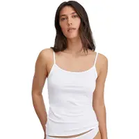 Calida Spaghettitop "Essential Cotton" tiefer Ausschnitt, Single Jersey Qualität, schmale Träger, weich