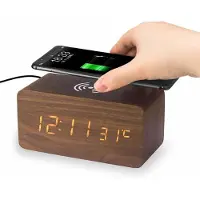 INF Digitaler LED Wecker mit kabellosem Laden