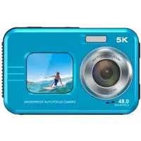 INF 5K Wasserdichte Digitalkamera: Dual-Kamera, Selbstauslöser, 3,5M Wasserdicht Blau