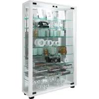 VCM Standvitrine "Glas Stand Vitrine Sammelvitrine Lumo Mini Spiegel", weiß, B:59cm T:18cm, Obermaterial: 100% Holz Wood., Schränke, Standvitrine