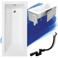 Badland Badewanne Rechteck Modern 140x70 mit Ablaufgarnitur, Füßen und Styroporverkleidung GRATIS