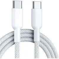 Wigento USB C Ladekabel 60W Schnellladung Nylon Datenkabel 1 Meter Weiß Universell