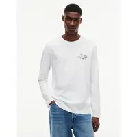Tommy Hilfiger Langarmshirt "SCRIPT STACK LS REGULAR TEE", Herren, Gr. L, weiß, Single Jersey, Obermaterial: 100% Baumwolle, regular fit normal, Rundhals, Shirts Langarmshirt