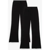 Bonprix Jerseyhose , Mädchen, Gr. 158, N-Gr, schwarz, Obermaterial: 95% Baumwolle, 5% Elasthan, regular fit lang, Hosen Jerseyhose, für Mädchen, Regular Fit, mit ausgestelltem Bein