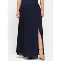 Sheego A-Linien-Rock , Damen, Gr. 52, blau (marine), 100% Polyester, unifarben, wadenlang, Röcke A-Linien-Rock