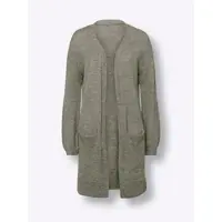 HEINE Strickjacke , Damen, Gr. 44, grün (khaki), 60% Polyester, 30% Polyamid, 10% Wolle, unifarben, Strickjacken Strickjacke