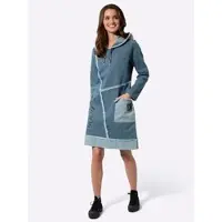 Inspirationen Jeanskleid "Jeans-Kleid", Damen, Gr. 50, Normalgrößen, blau (blau, bleached), Denim/Jeans, 98% Baumwolle, 2% Elasthan, unifarben, kurz, Rundhals, Kleider Jeanskleid
