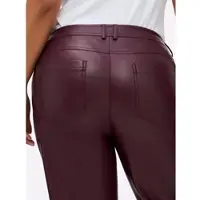 Sheego Lederimitat-Hose in burgund | Gr.: 48