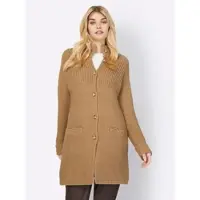 HEINE Longstrickjacke , Damen, Gr. 50, braun (camel), 85% Polyacryl, 15% Wolle, unifarben, Strickjacken Longstrickjacke