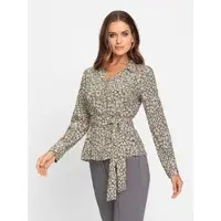 HEINE Druckbluse in sand-anthrazit-bedruckt | Gr.: 40