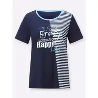 Casual Looks Rundhalsshirt "Rundhals-Shirt", Damen, Gr. 38, blau (marine, himmelblau, bedruckt), 50% Baumwolle, 50% Modal, bedruckt, gemustert, mehrfarbig, Rundhals, Shirts Rundhalsshirt