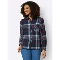 Casual Looks Flanellbluse , Damen, Gr. 44, bunt (marine, kirsche, kariert), 100% Baumwolle, gemustert, kariert, mehrfarbig, Blusen Flanellbluse