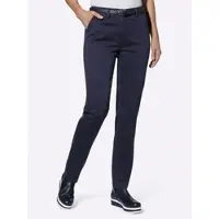 Inspirationen Chinohose , Damen, Gr. 48, Normalgrößen, blau (marine), 98% Baumwolle, 2% Elasthan, unifarben, Hosen Chinohose