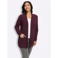 Sieh an! Strickjacke SIEH AN "Strickjacke Strickjacke", Damen, Gr. 54, lila (burgund), Strick, , Modisch, V-Ausschnitt, Strickjacken Strickjacke