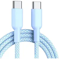 Wigento USB C Ladekabel 60W Schnellladung Nylon Datenkabel 2 Meter Blau Universell