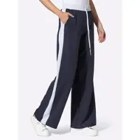 HEINE Schlupfhose , Damen, Gr. 50, Normalgrößen, marine, weiß, 75% Polyester, 21% Viskose, 4% Elasthan, gemustert, mehrfarbig, Hosen Schlupfhose
