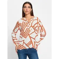 HEINE Druckbluse in weiß-orange-bedruckt | Gr.: 44