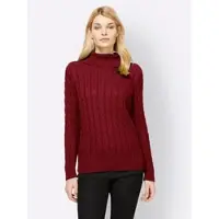 Linea Tesini By Heine Rollkragenpullover "Rollkragen-Pullover", Damen, Gr. 44, rot (dunkelrot), 60% Viskose, 40% Baumwolle, , unifarben, Pullover Rollkragenpullover