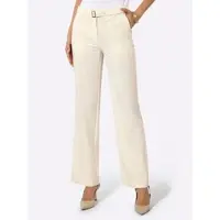 Création L Bügelfaltenhose , Damen, Gr. 20, Kurzgrößen, beige (champagner), 54% Polyester, 18% Wolle, 13% Viskose, 12% Modal, 3% Elasthan, unifarben, Hosen Bügelfaltenhose