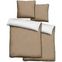 Sleezzz Doppelpack Renforcé Wendebettwäsche mocha/weiß 135 x 200 + 80 x 80 cm