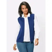 Casual Looks Strickweste , Damen, Gr. 52, blau (royalblau), 50% Baumwolle, 50% Polyacryl, unifarben, Westen Strickweste