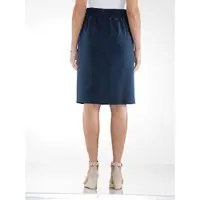 Sieh an! Jeansrock SIEH AN "Jeans-Rock Jeansrock mit hoher Bundpatte", Damen, Gr. 44, blau, stone, washed, Denim/Jeans;Twill, , Sportlich, Röcke Jeansrock, mit Taschen, in A-Linie