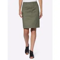 HEINE Sommerrock , Damen, Gr. 50, grün (khaki), 67% Baumwolle, 30% Lyocell, 3% Elasthan, unifarben, kurz, Röcke Sommerrock