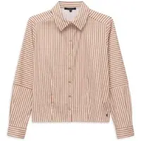 Bugatti 1100000002199 , Damen, Gr. 44, beige (640, messing), Chiffon, 70% Baumwolle, 27% Polyamid, 3% Elasthan, gestreift, normal, ohne Ausschnitt, Blusen 1100000002199, gestreift aus Baumwollmischung