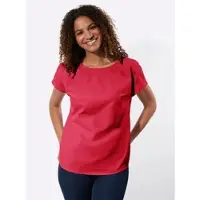 Casual Looks Schlupfbluse , Damen, Gr. 46, rot, 50% Baumwolle, 50% Polyester, unifarben, Rundhals, Blusen Schlupfbluse