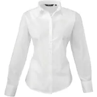 Premier Workwear Cotton Classics Popeline Bluse langarm 39.0300 Gr. XL white
